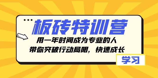 板砖特训营，用一年时间成为专业的人，带你突破行动局限，快速成长-资源基地