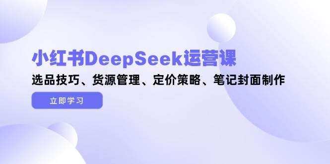小红书DeepSeek运营课，选品技巧、货源管理、定价策略、笔记封面制作-资源基地