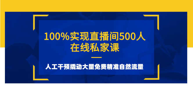 100%实现直播间500人在线私家课,人工干预撬动大量免费精准自然流量-资源基地