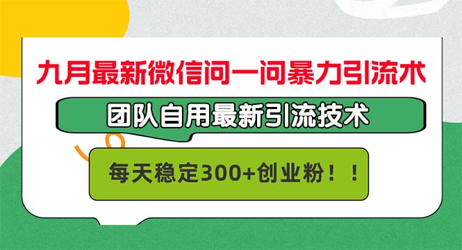 九月最新微信问一问暴力引流术,团队自用引流术,每天稳定300+创…-资源基地