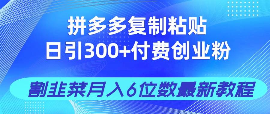 拼多多复制粘贴日引300+付费创业粉,割韭菜月入6位数最新教程!-资源基地