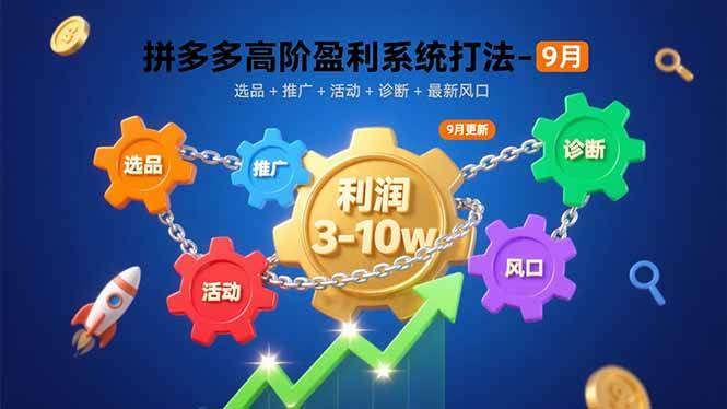 拼多多高阶盈利系统打法-9月：选品+推广+活动+诊断+最新风口，月利润3-10w-资源基地