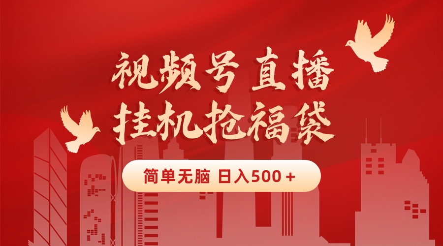 最新视频号直播挂机抢福袋项目，简单无脑，批量产出实物，轻松日入500＋-资源基地