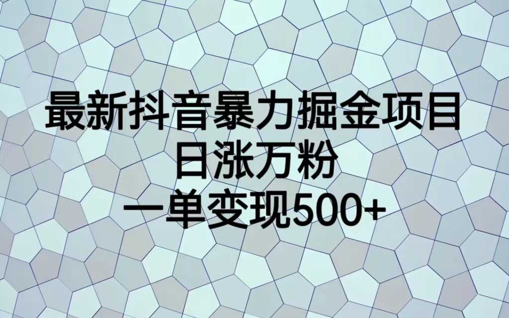 最新抖音暴力掘金项目，日涨万粉，一单变现500+-资源基地