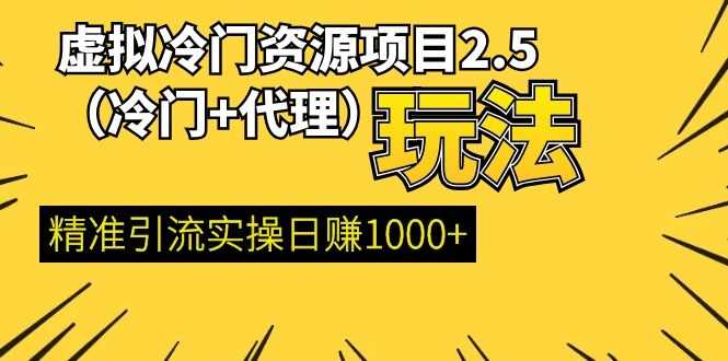 虚拟冷门资源项目2.5(冷门&代理玩法) 精准引流实操日赚1000+(更新中)-资源基地