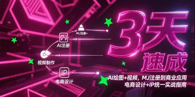 3天速成AI绘图+视频,MJ注册到商业应用,电商设计+IP统一实战指南-资源基地