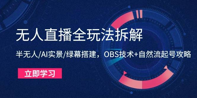 无人直播全玩法拆解:半无人/AI实景/绿幕搭建,OBS技术+自然流起号攻略-资源基地