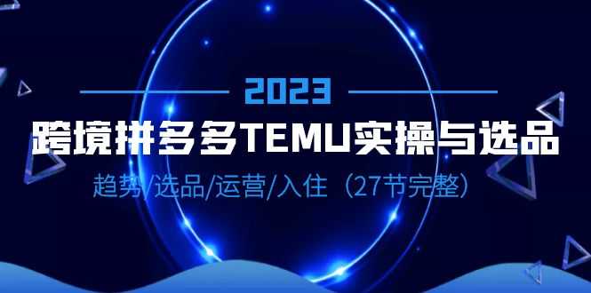 2023跨境·拼多多·TEMU实操与选品,趋势·选品·运营·入住(27节完整)-资源基地