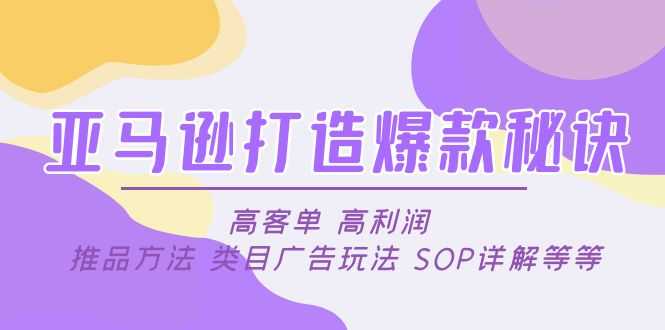 亚马逊打造爆款秘诀：高客单 高利润 推品方法 类目广告玩法 SOP详解等等-资源基地