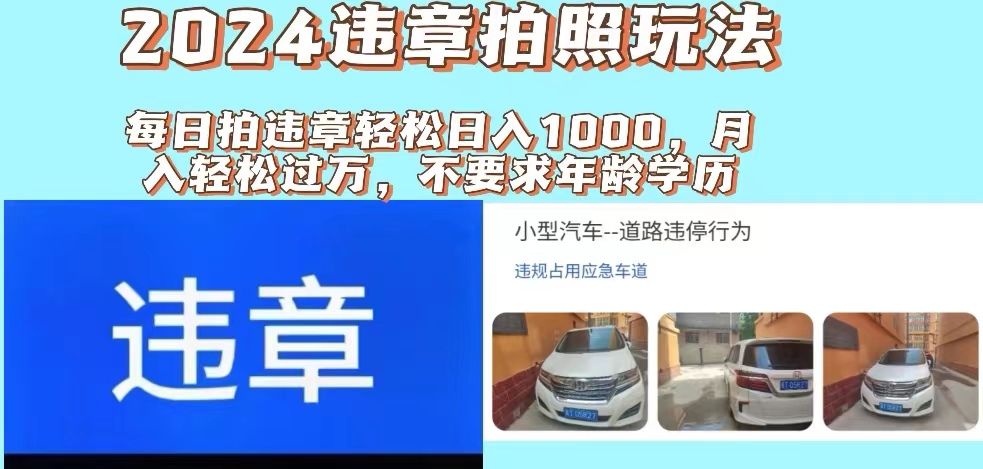 2024违章拍照新玩法，推广躺赚+拍照赚钱双模式，日入1000+-资源基地