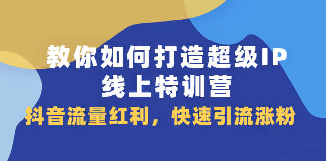 教你如何打造超级IP线上特训营,抖音流量红利,快速引流涨粉-资源基地