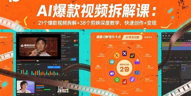 AI爆款视频拆解课：21个爆款视频拆解+38个剪映深度教学，快速创作+变现-资源基地