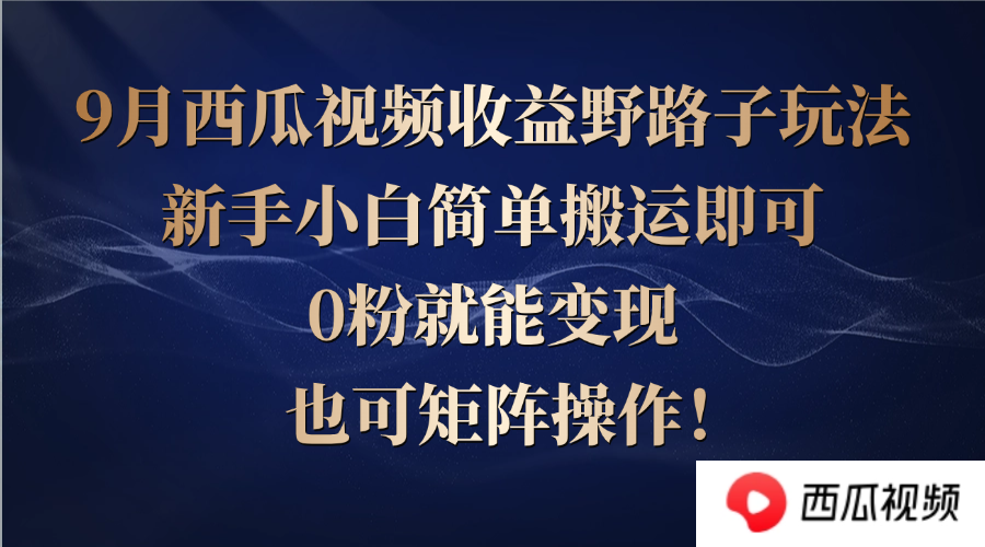 西瓜视频收益野路子玩法,新手小白简单搬运即可,0粉就能变现,也可矩…-资源基地