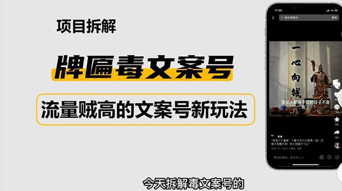 2023抖音快手毒文案新玩法,牌匾文案号,起号快易变现-资源基地