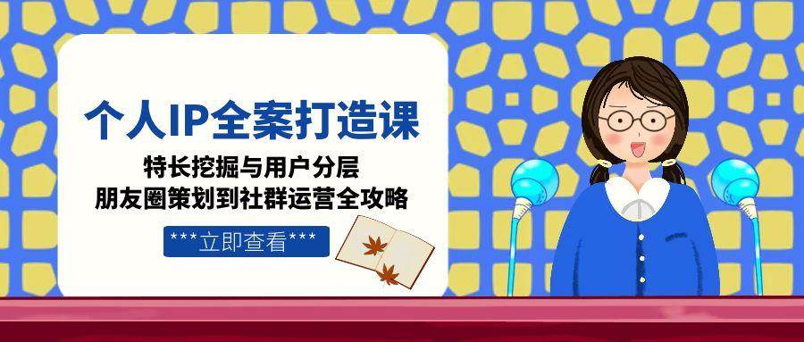 个人IP全案打造课,特长挖掘与用户分层,朋友圈策划到社群运营全攻略-资源基地