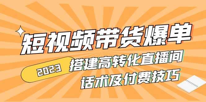 2023短视频带货爆单 搭建高转化直播间 话术及付费技巧(无中创水印)-资源基地