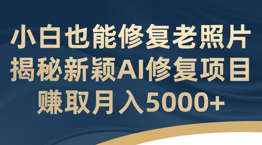 小白也能修复老照片!揭秘新颖AI修复项目,赚取月入5000+-资源基地