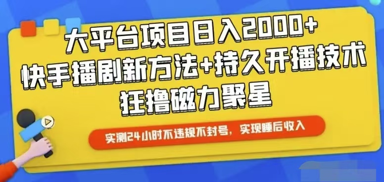 快手24小时无人直播，真正实现睡后收益-资源基地
