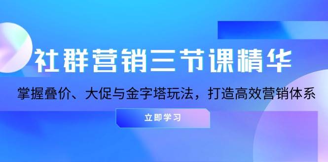 社群营销三节课精华：掌握叠价、大促与金字塔玩法，打造高效营销体系-资源基地
