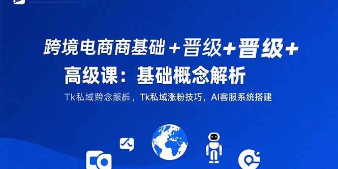 跨境电商基础+晋级+高级课：基础概念解析,Tk私域涨粉技巧,AI客服系统搭建-资源基地