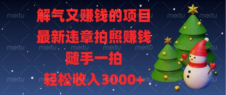 解气又赚钱的项目,最新违章拍照赚钱,随手一拍,轻松收入3000+-资源基地