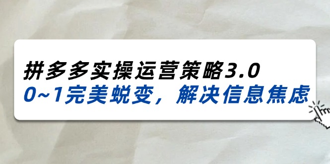 2024_2025拼多多实操运营策略3.0,0~1完美蜕变,解决信息焦虑(38节)-资源基地