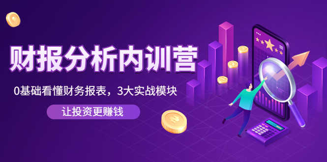 《财报分析内训营》0基础看懂财务报表，3大应用实战模块，让投资更赚钱-资源基地