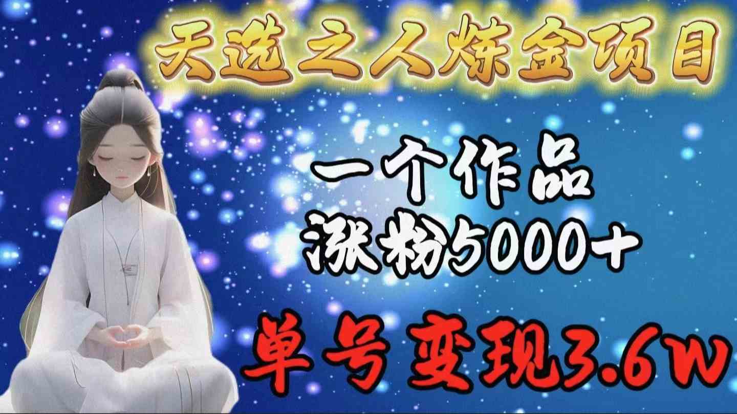 天选之人炼金项目，一个作品涨粉5000+，单号变现3.6w-资源基地