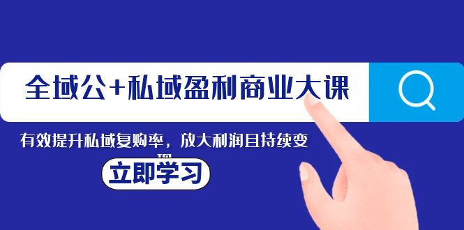 全域公+私域盈利商业大课,有效提升私域复购率,放大利润且持续变现-资源基地