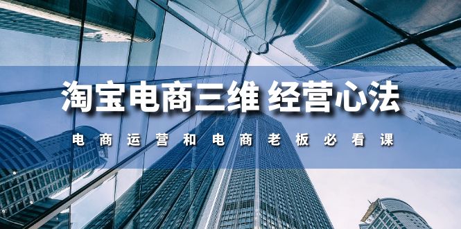 淘宝电商三维 经营心法:电商运营和电商老板必看课(59节课)-资源基地