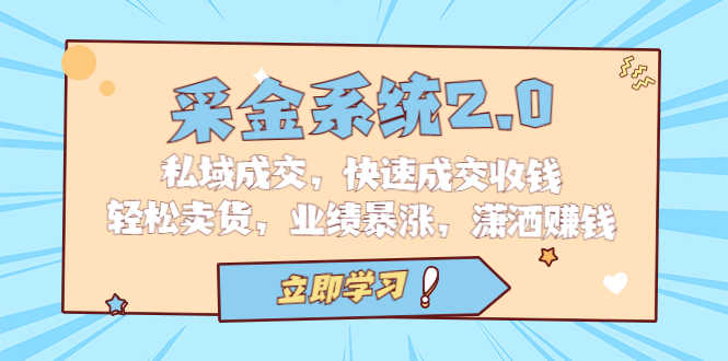 采金 系统2.0，私域成交，快速成交收钱，轻松卖货，业绩暴涨，潇洒赚钱-资源基地