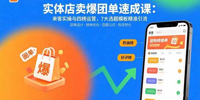 实体店卖爆团单速成课：来客实操与四榜运营，7大选题模板精准引流-资源基地