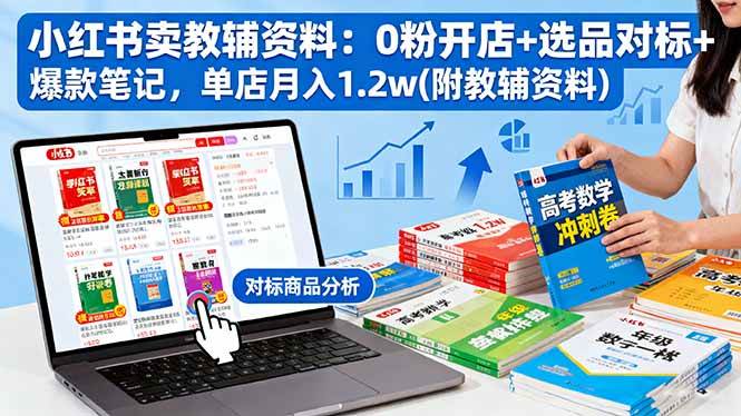 小红书卖教辅资料:0粉开店+选品对标+爆款笔记,单店月入1.2w(附教辅资料)-资源基地