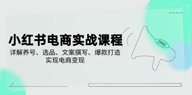 小红书电商实战课程,详解养号、选品、文案撰写、爆款打造,实现电商变现-资源基地