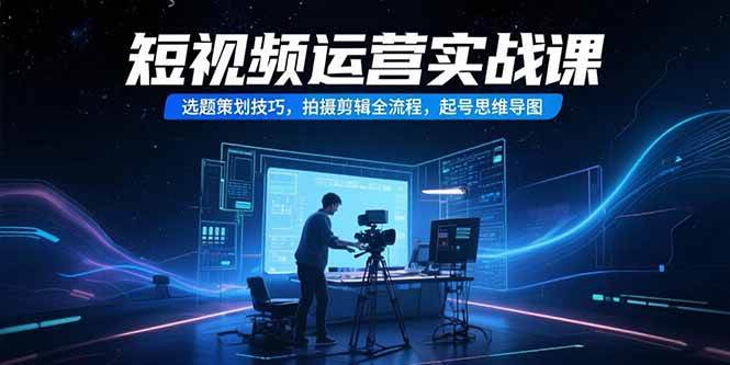 短视频运营实战课,选题策划技巧,拍摄剪辑全流程,起号思维导图-资源基地