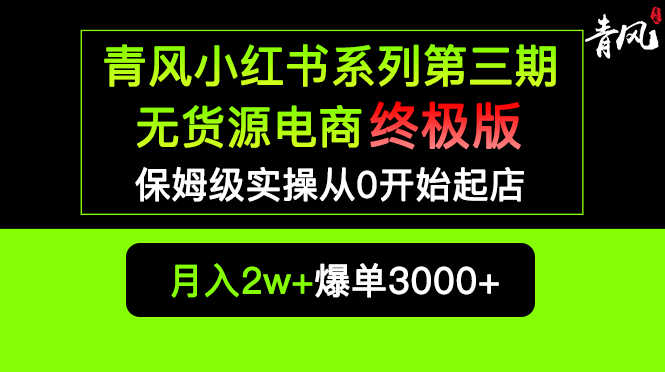 小红书无货源电商爆单终极版【视频教程+实战手册】保姆级实操从0起店爆单-资源基地