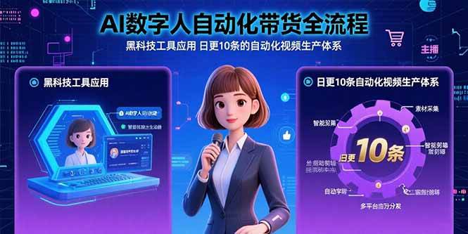 AI数字人自动化带货全流程：黑科技工具应用 日更10条的自动化视频生产体系-资源基地