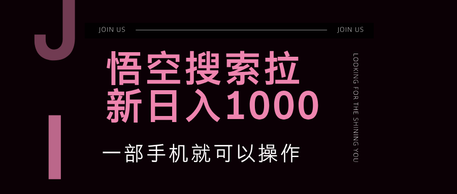 悟空搜索类拉新 蓝海项目 一部手机就可以操作 教程非常详细-资源基地
