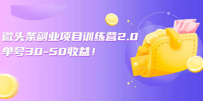 微头条副业项目训练营2.0：单号30-50收益！-资源基地