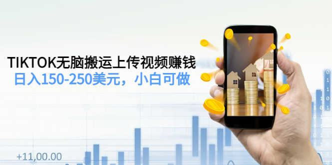 TIKTOK无脑搬运上传视频赚钱，日入150-250美元，小白可做（2节视频课）-资源基地