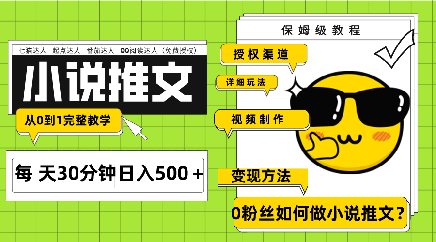 Ai小说推文每天20分钟日入500+授权渠道 引流变现 从0到1完整教学(7节课)-资源基地