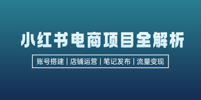 小红书电商项目全解析,包括账号搭建、店铺运营、笔记发布  实现流量变现-资源基地