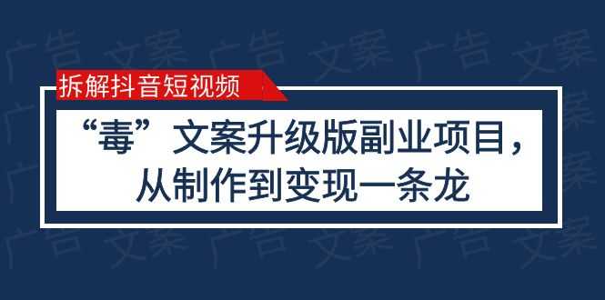 拆解抖音短视频:“毒”文案升级版副业项目,从制作到变现(教程+素材)-资源基地