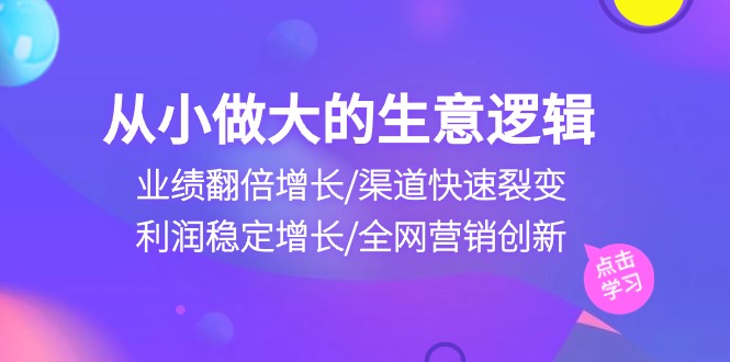 从小做大生意逻辑：业绩翻倍增长/渠道快速裂变/利润稳定增长/全网营销创新-资源基地