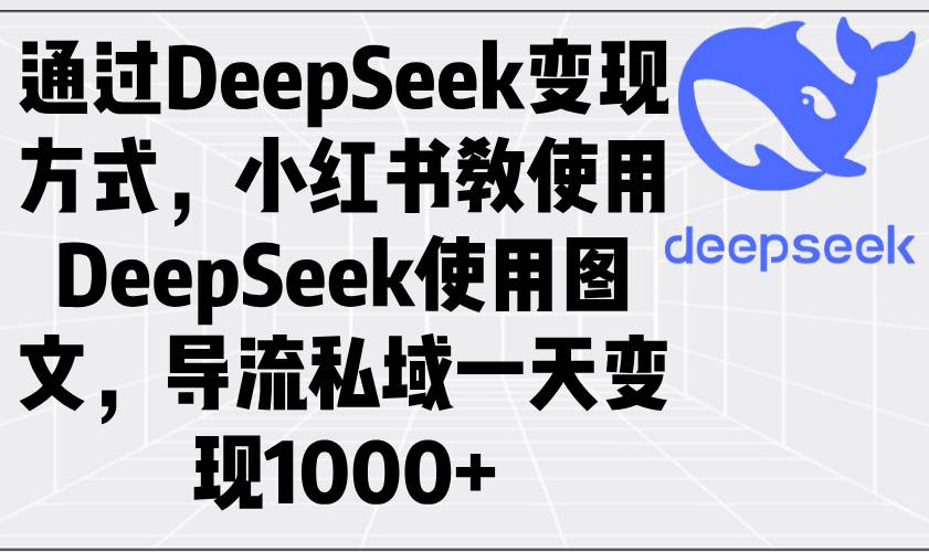 通过DeepSeek变现方式，小红书教使用DeepSeek图文，导流私域一天变现1000+-资源基地