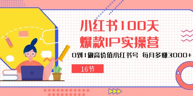 小红书100天-爆款IP实操营，0到1做高价值小红书号 每月多赚3000+（16节）-资源基地