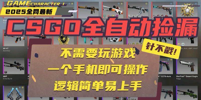 CSGO自动捡漏项目,最新玩法,不用挂机不用玩游戏,一个手机即可操作。…-资源基地