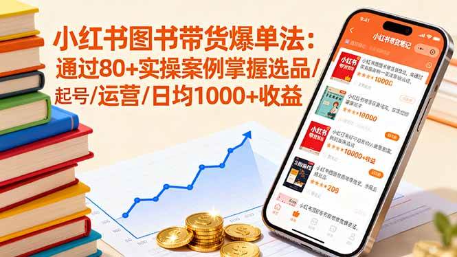 小红书图书带货爆单法：通过80+实操案例掌握选品/起号/运营/日均1000+收益-资源基地