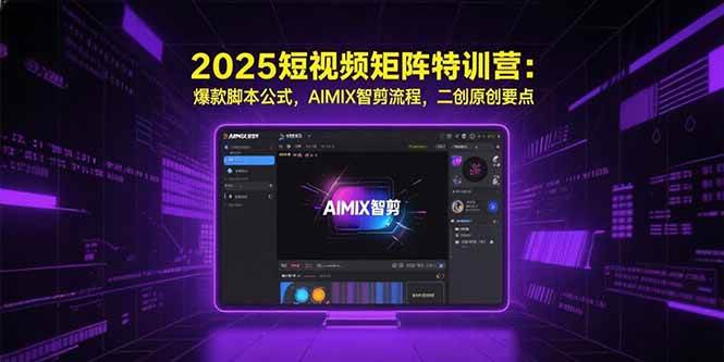 2025短视频矩阵特训营：爆款脚本公式，AIMIX智剪流程，二创原创要点-资源基地