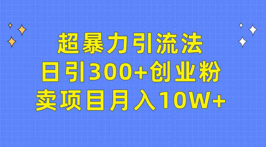 超暴力引流法,日引300+创业粉,卖项目月入10W+-资源基地